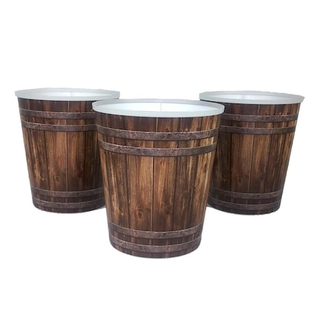 Curtilage 7 in. Decorative Woodtone Plastic Coverpot, 3PK CU2527870